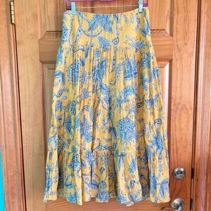 Women’s size medium Chaps yellow and blue paisley/floral patterned long skirt